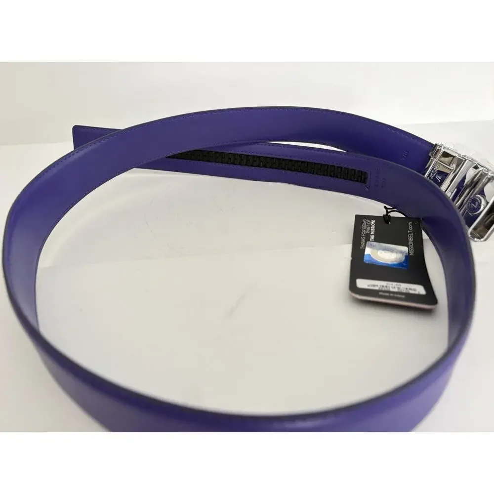 NEW Clemson Tigers Mission Leather Belt •Men L• Metal Buckle Leather Purple $89